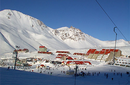View of village and terrain from Poma lift near base.