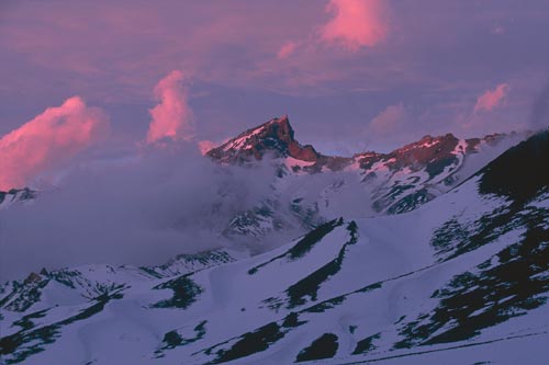 Cerro Las Lenas at sunset.